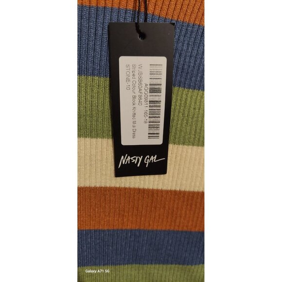 Nasty‎ Gal Womens Striped Colour Block Knitted Midi Dress Size 6 NWT Party Dress - Picture 6 of 9
